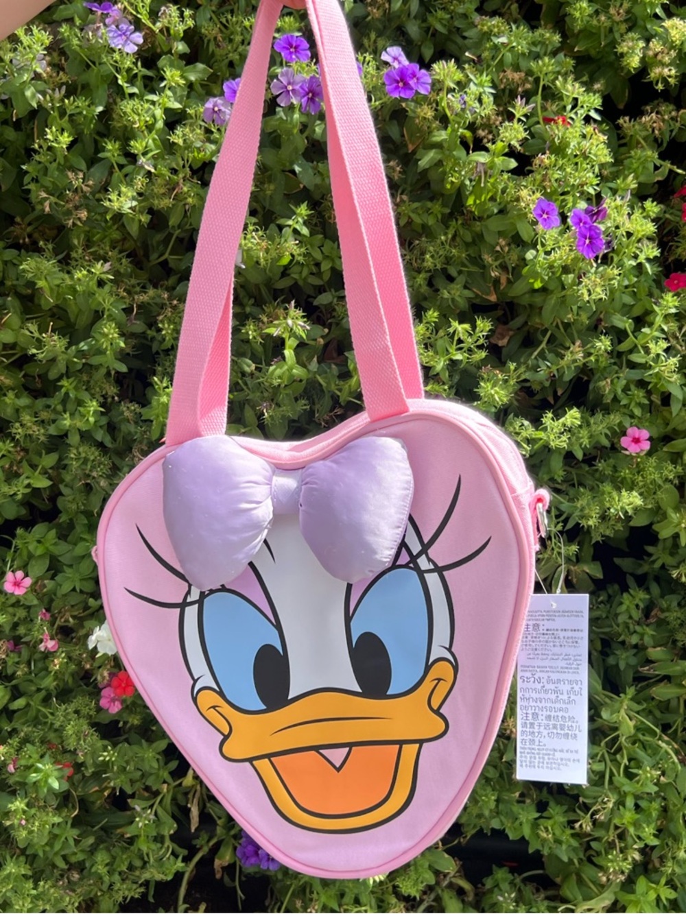 Disney Parks 2026 Daisy Duck Bow Pink Mini Face Tote Crossbody Shoulder Bag NEW